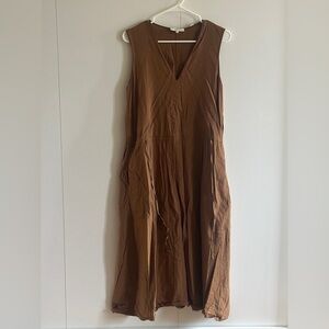 Vince Brown Sleeveless V-Neck Maxi Dress